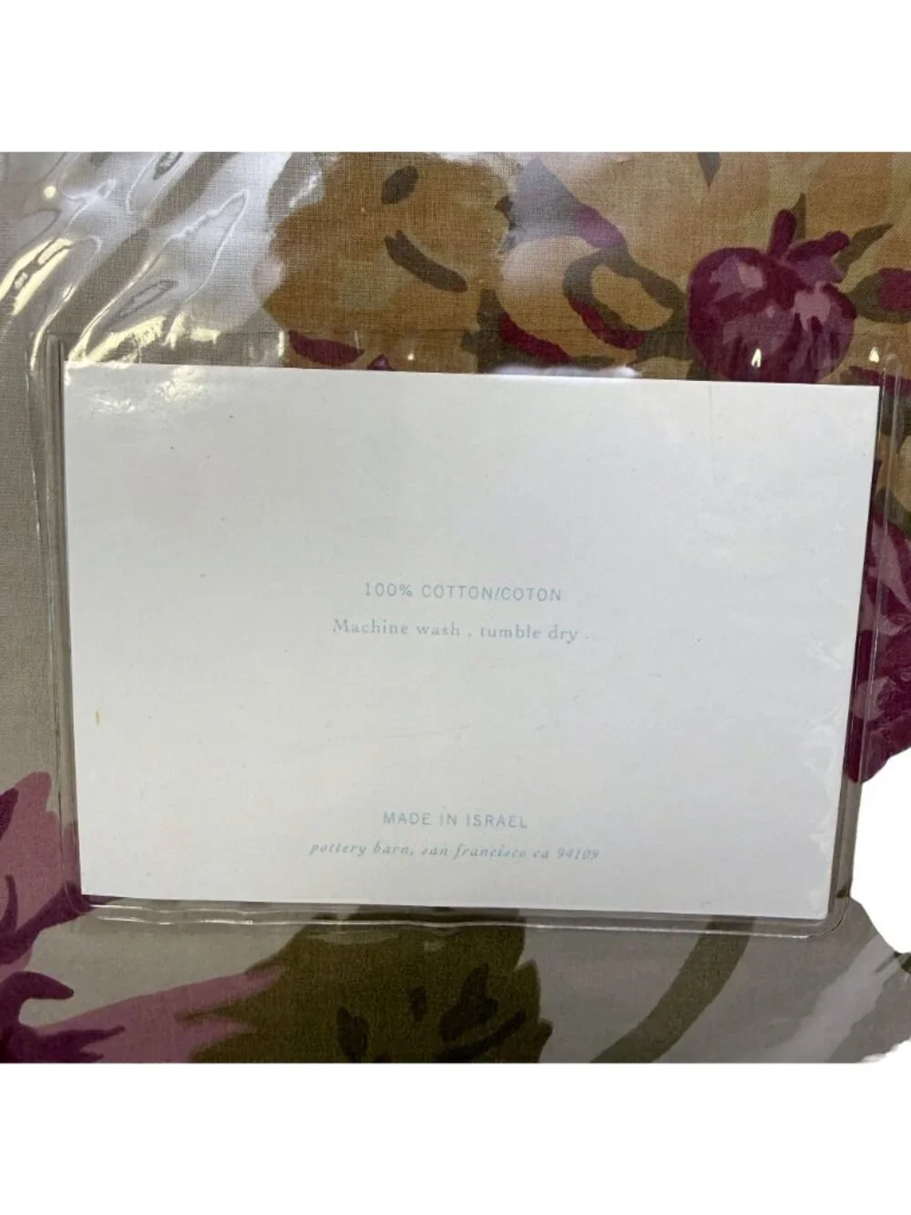 Pottery Barn Shower Curtain Hazel Floral 100% Cotton Tan Pink NEW